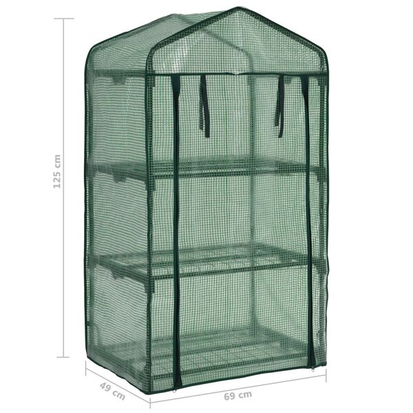 Mini serre de jardin verte avec 3 étagères