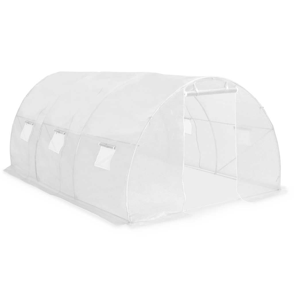 Serre tunnel blanche 13,5 m² en acier galvanisé