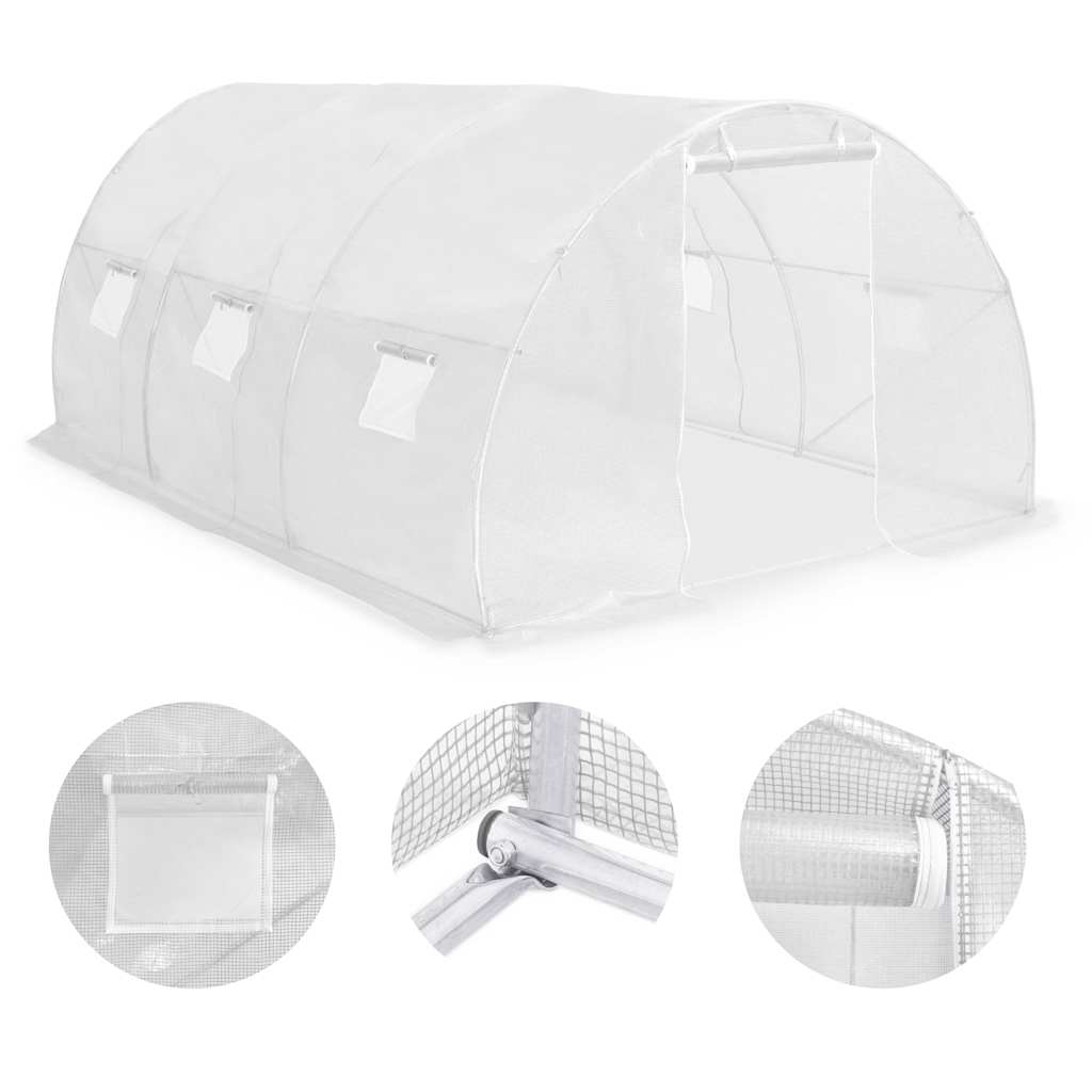 Serre tunnel blanche 13,5 m² en acier galvanisé