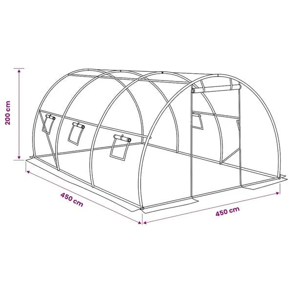Serre tunnel blanche 13,5 m² en acier galvanisé