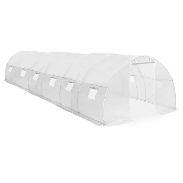 Serre tunnel blanche 27 m² en acier galvanisé