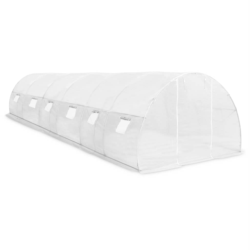 Serre tunnel blanche 27 m² en acier galvanisé