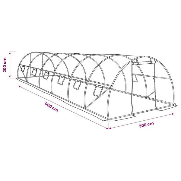 Serre tunnel blanche 27 m² en acier galvanisé