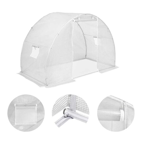 Serre tunnel blanche 4,5 m² en acier galvanisé
