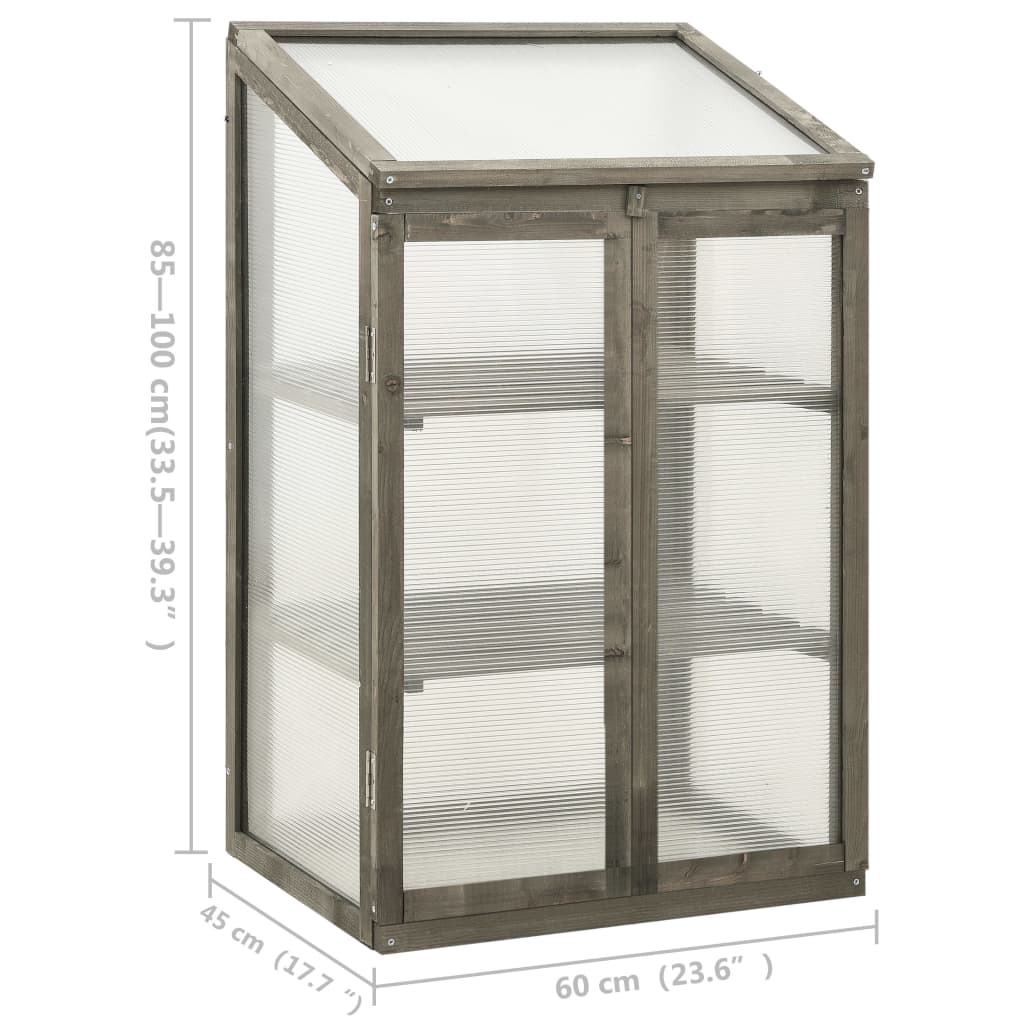 Serre en bois de Sapin grise - 60x45x100 cm
