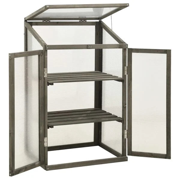 Serre en bois de Sapin grise - 60x45x100 cm