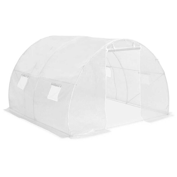 Serre tunnel blanche 9 m² en acier galvanisé