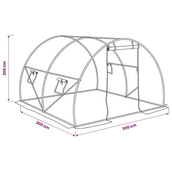 Serre tunnel blanche 9 m² en acier galvanisé