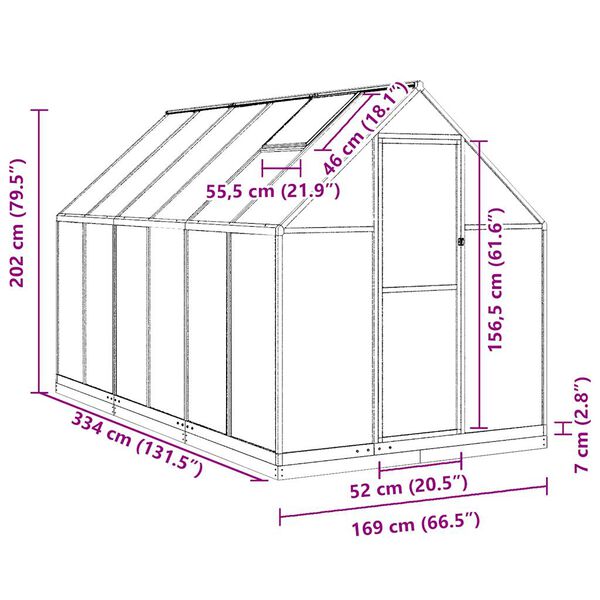 Serre de jardin polycarbonate 5,64 m² en aluminium