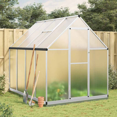 Serre de jardin polycarbonate 3,79 m² en aluminium, coloris argent