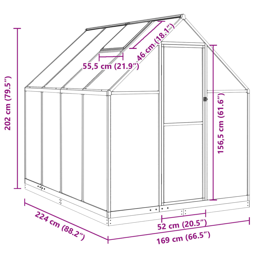Serre de jardin polycarbonate 3,79 m² en aluminium