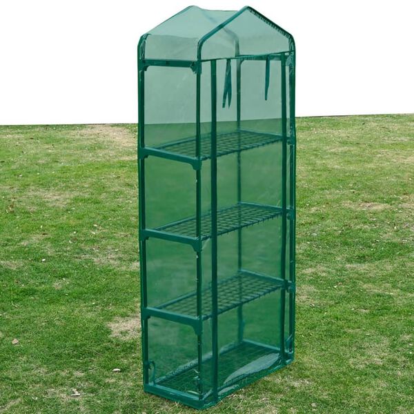 Mini serre de jardin verte avec 4 étagères