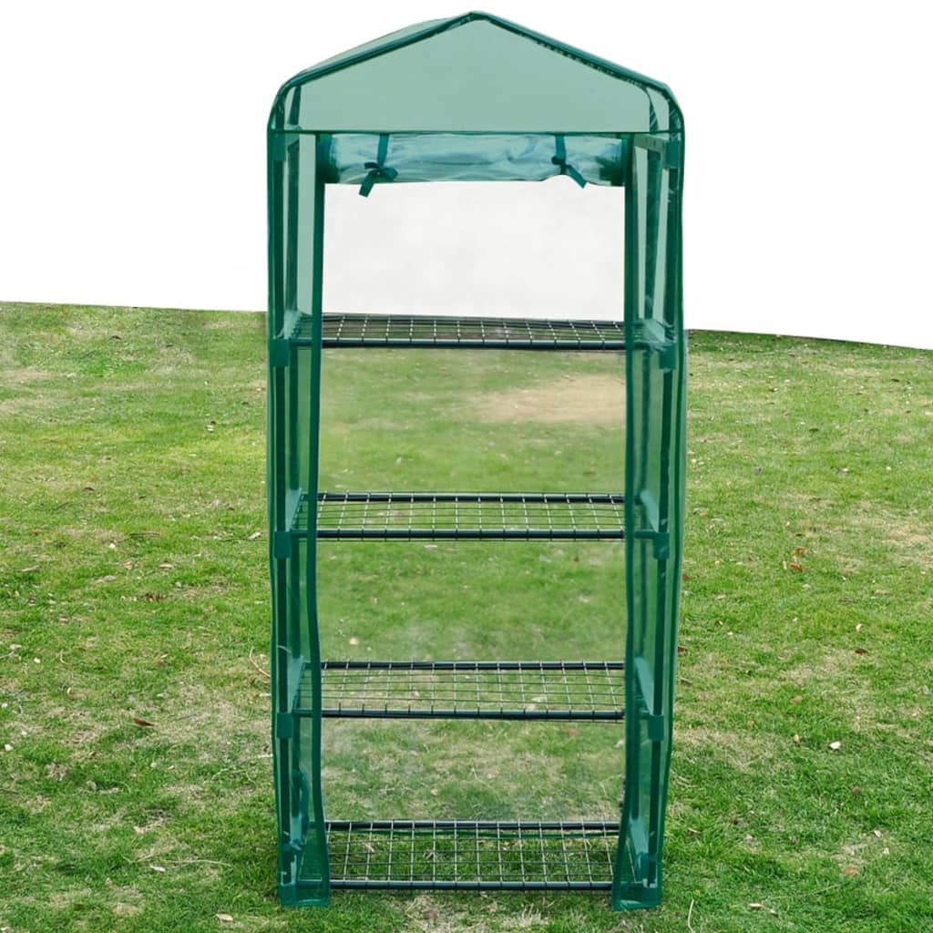 Mini serre de jardin verte avec 4 étagères