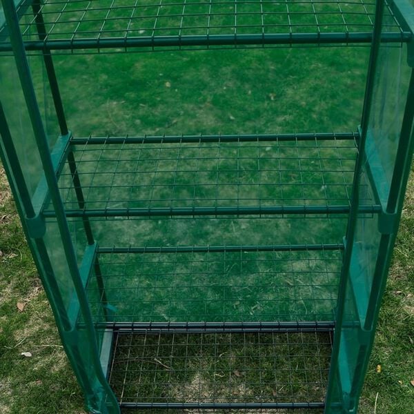 Mini serre de jardin verte avec 4 étagères