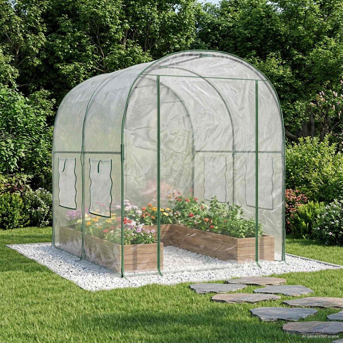 Serre de jardin transparente 3,2 m² en PVC