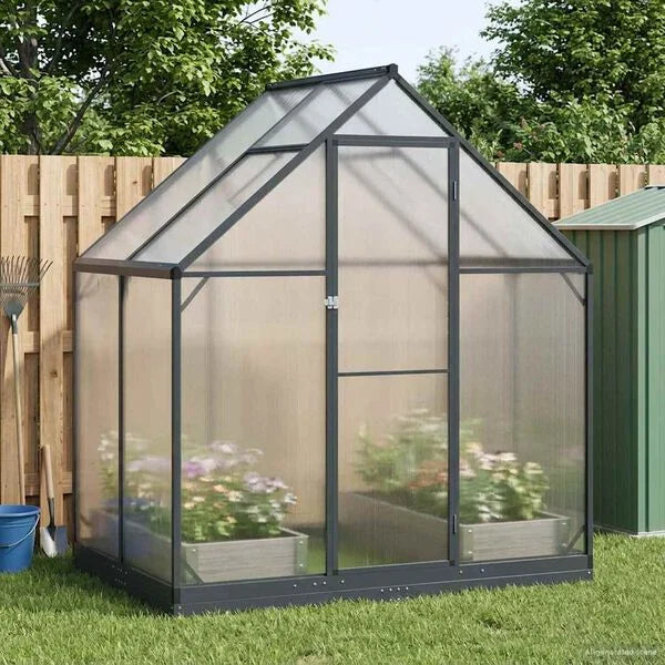 Serre de jardin anthracite 183 x 123 cm en aluminium