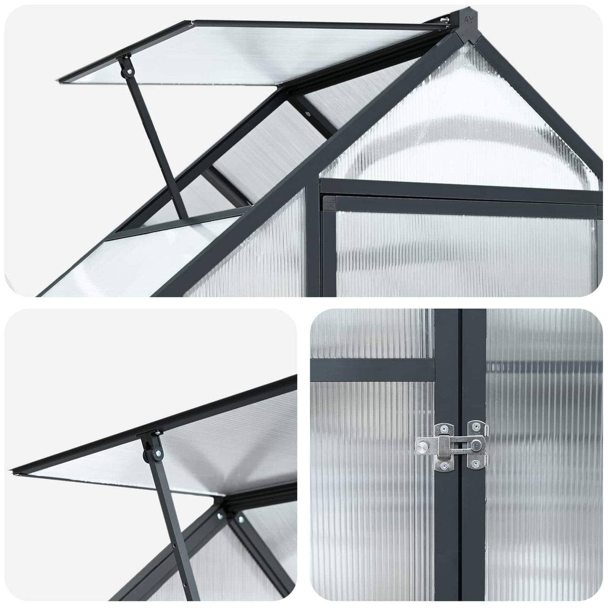Serre de jardin anthracite 183 cm en aluminium