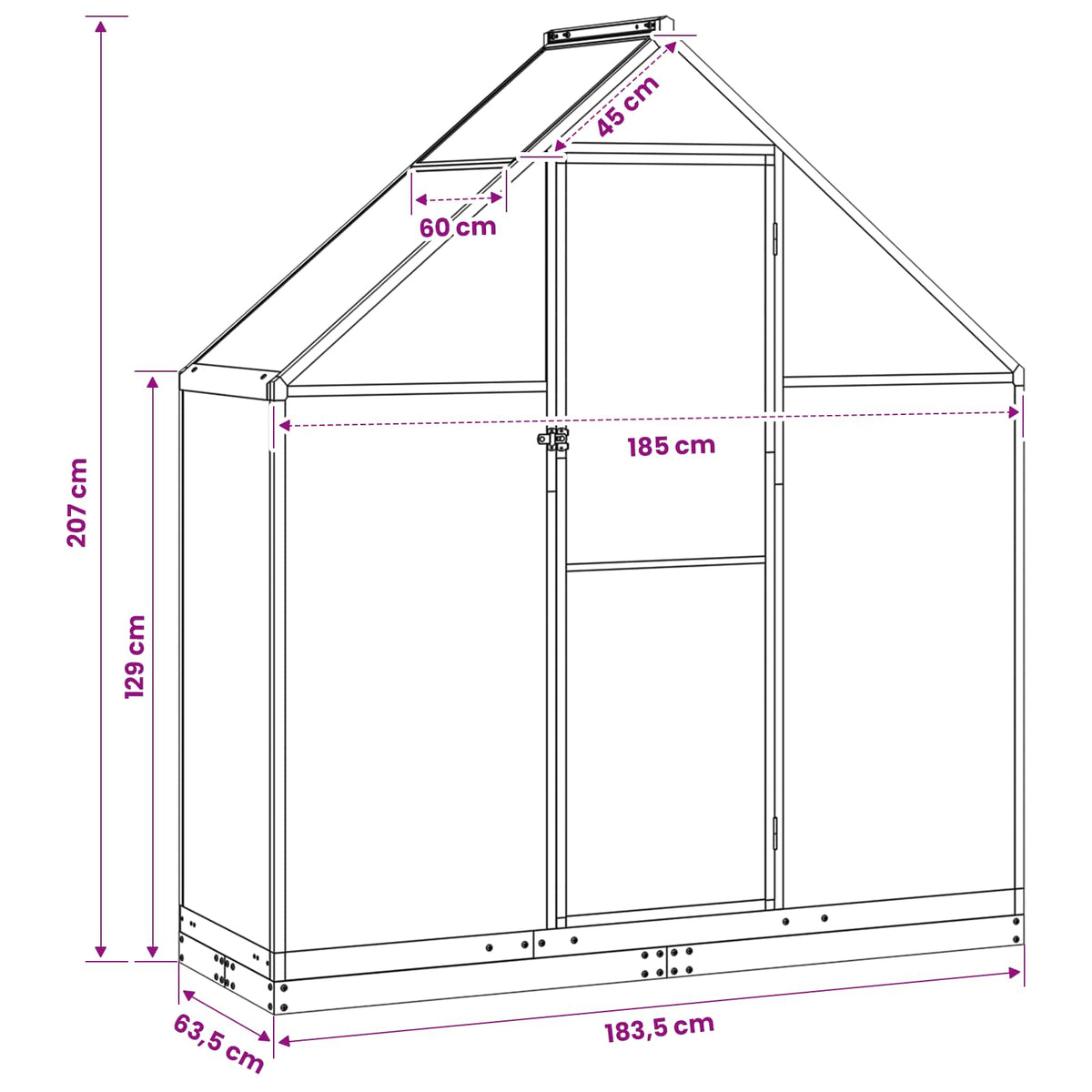 Serre de jardin anthracite 183 cm en aluminium