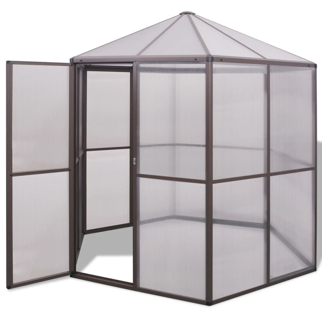Serre en aluminium hexagonale - 240x211x232 cm
