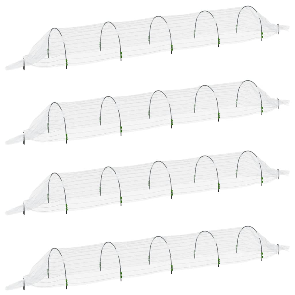 Lot de 4 Tunnel en filet 1,5x5 m fibre de verre et PP