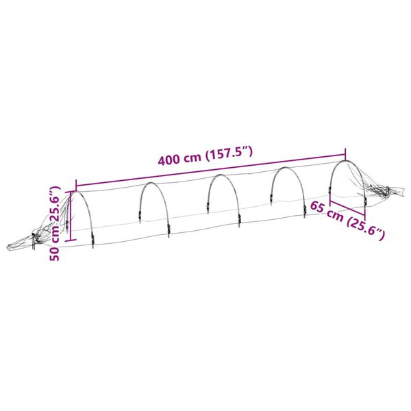 Lot de 4 Tunnel en filet 1,5x5 m fibre de verre et PP